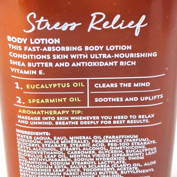 Bath‎ & Body Works Aromatherapy 1990 STRESS RELIEF Eucalyptus Spearmint Lotion - Picture 4 of 5